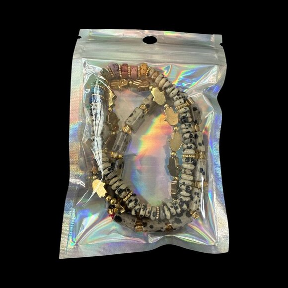 Dalmatian Jasper Bracelet Bundle Jewelry fashion accessories bangles hamza NEW - Picture 8 of 8